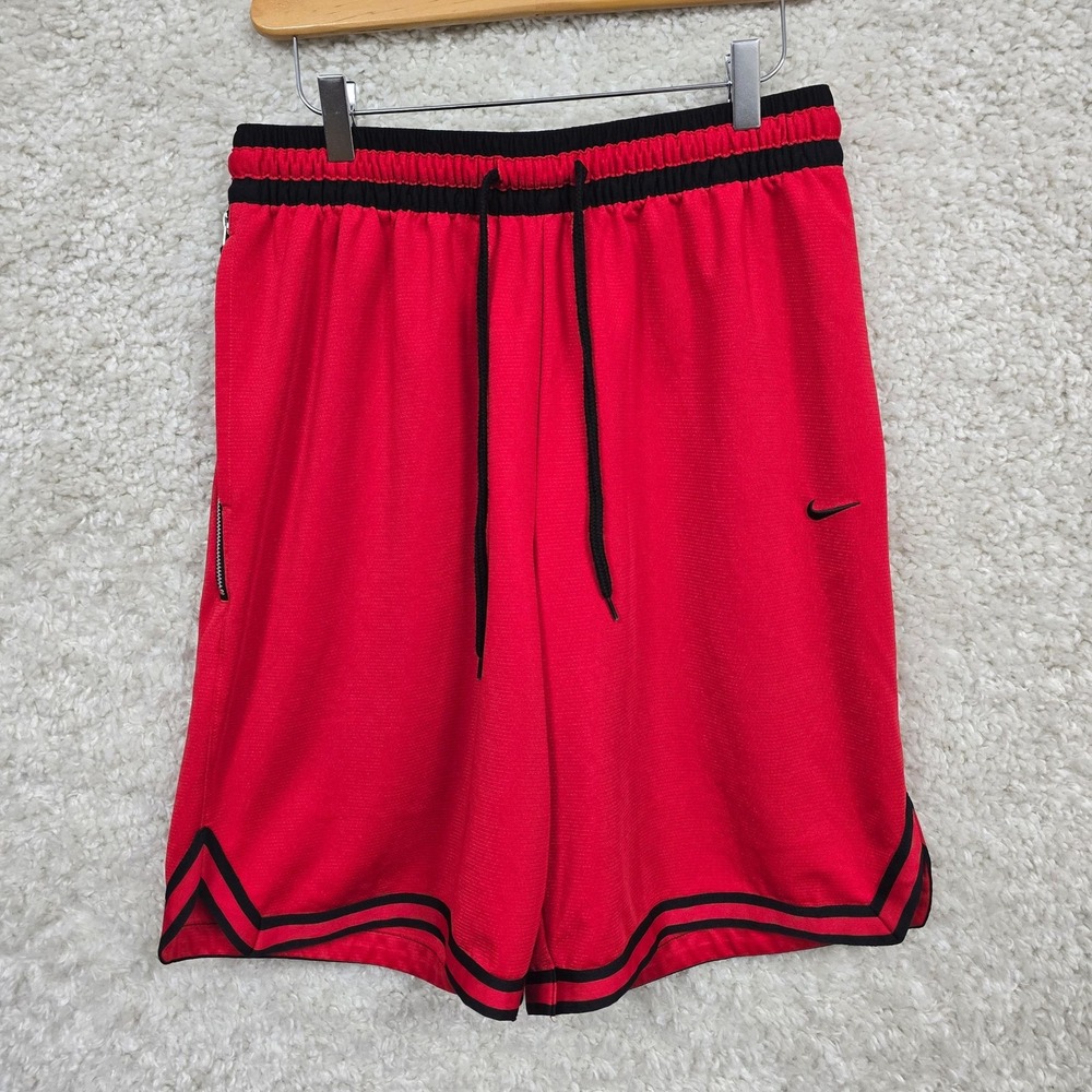 Nike Shorts Mens L‎ Red Dri-FIT DNA Basketball Elastic Waist Zip Pocket